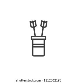 Quiver with arrows outline icon. linear style sign for mobile concept and web design. Archery quiver simple line vector icon. Symbol, logo illustration. Pixel perfect vector graphics