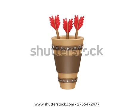 Quiver with Red Arrows archery icon 3d render illustration