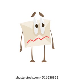 Quivering Lips Humanized Letter Paper Envelop Cartoon Character Emoji Illustration