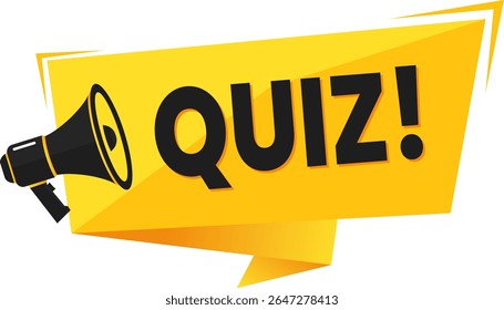 Quiz Announcement Banner for Interactive Content and Engagement - Yellow Megaphone Design