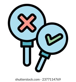 Quiz Antwort Symbol Umriss Vektorgrafik. Postershow. Fun Wort Farbe flach