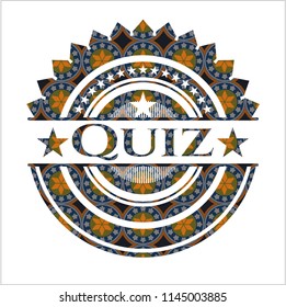 Quiz arabic badge. Arabesque decoration.