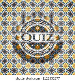Quiz arabic badge background. Arabesque decoration.