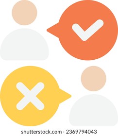 Prueba Preguntar Icono de charla de equipo Ilustración plana vectorial