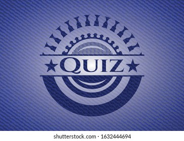Quiz badge with jean texture. Vector Illustration. Detailed.