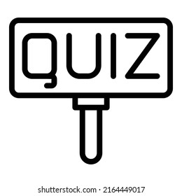 Quiz Banner Symbol Umriss Vektorgrafik. Wortbildung. Badetest