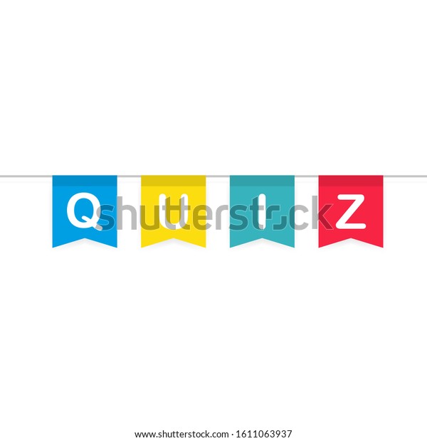 Quiz Banner Question Competition Colorful Flag Stock Vector