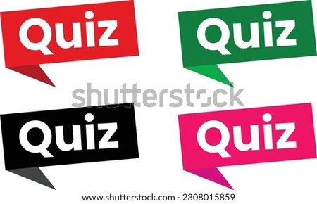 quiz banner sign. quiz speech bubble label set