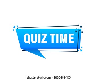 Quiz blue banner in 3D style on white background. Vector illustration.