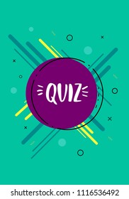 Quiz card. Retro banner with handwritten text. Vector illustration.