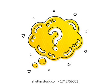 Quiz chat bubble sign. Question mark icon. Yellow circles pattern. Classic question mark icon. Geometric elements. Vector