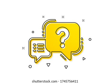 Quiz chat bubble sign. Question mark icon. Yellow circles pattern. Classic question mark icon. Geometric elements. Vector