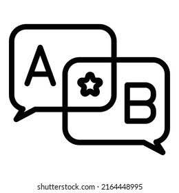 Quiz-Chat-Symbol-Umriss-Vektorgrafik. Prüfungswettbewerb. Web-Schaltfläche