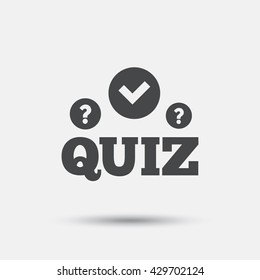 Quiz with check and question marks sign icon. Questions and answers game symbol. Flat quiz web icon on white background. Vector