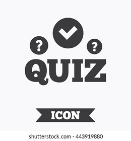Quiz with check and question marks sign icon. Questions and answers game symbol. Graphic design element. Flat quiz symbol on white background. Vector