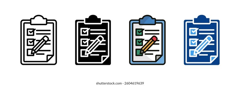 Quiz Checklist Icon Set Multiple Style Collection