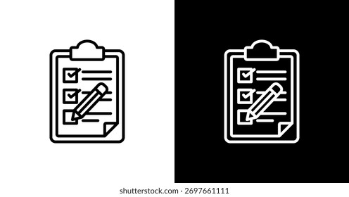 Lista de comprobación de prueba Diseño de conjunto de iconos blancos