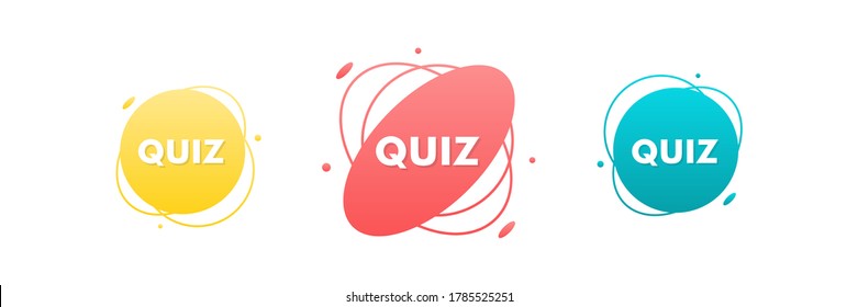 Quiz colorful modern design elements. Quiz game vector signs, stickers, labels.
