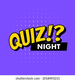 Quiz in comic pop art style. Quiz brainy game word. Vector illustration design.