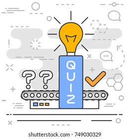 Quiz factory conveyor  line concept. Vector illustration. Element template for design.