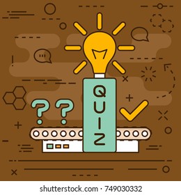 Quiz factory conveyor  line concept. Vector illustration. Element template for design.