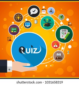 Quiz flat icon concept. Vector illustration. Element template for design.