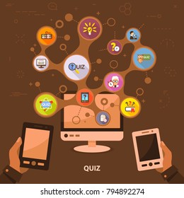 Quiz flat icon concept. Vector illustration. Element template for design.