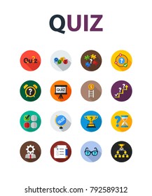 Quiz flat icon set. Vector illustration. Element template for design.