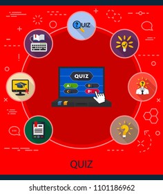 Quiz flat icons concept. Vector illustration. Element template for design.