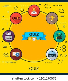 Quiz flat icons concept. Vector illustration. Element template for design.