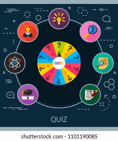 Quiz flat icons concept. Vector illustration. Element template for design.
