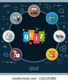 Quiz flat icons concept. Vector illustration. Element template for design.