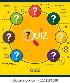 Quiz flat icons concept. Vector illustration. Element template for design.