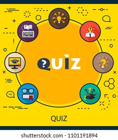 Quiz flat icons concept. Vector illustration. Element template for design.