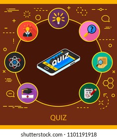 Quiz flat icons concept. Vector illustration. Element template for design.