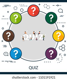 Quiz flat icons concept. Vector illustration. Element template for design.