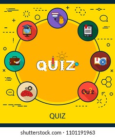 Quiz flat icons concept. Vector illustration. Element template for design.
