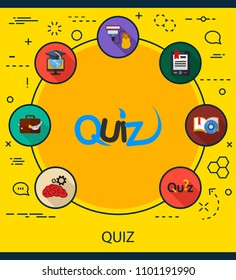 Quiz flat icons concept. Vector illustration. Element template for design.