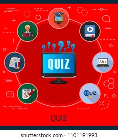 Quiz flat icons concept. Vector illustration. Element template for design.