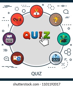 Quiz flat icons concept. Vector illustration. Element template for design.