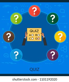 Quiz flat icons concept. Vector illustration. Element template for design.