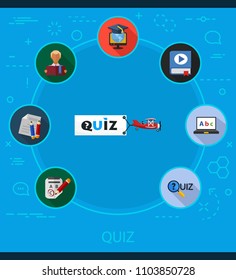 Quiz flat icons concept. Vector illustration. Element template for design.