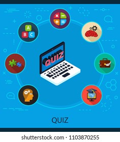 Quiz flat icons concept. Vector illustration. Element template for design.