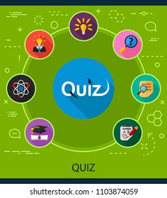 Quiz flat icons concept. Vector illustration. Element template for design.