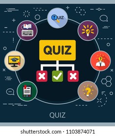 Quiz flat icons concept. Vector illustration. Element template for design.