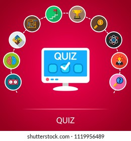 Quiz flat icons concept. Vector illustration. Element template for design.