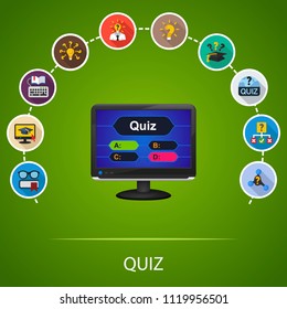 Quiz flat icons concept. Vector illustration. Element template for design.