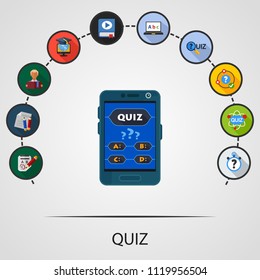 Quiz flat icons concept. Vector illustration. Element template for design.