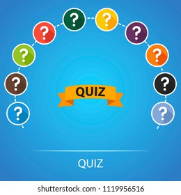 Quiz flat icons concept. Vector illustration. Element template for design.