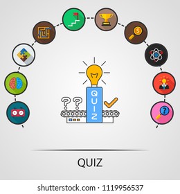 Quiz flat icons concept. Vector illustration. Element template for design.